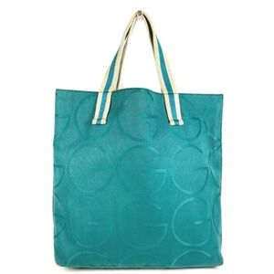 GUCCI 123439 Big G Logo Bag, Shoulder Vertical Tote Canvas, Women's, Green